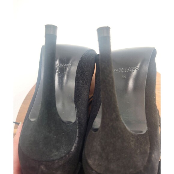 Zara Fringe Ankle Booties Women's 8.5M Black Suede Back Zip 4‎ Inch Heel Western - Picture 9 of 13